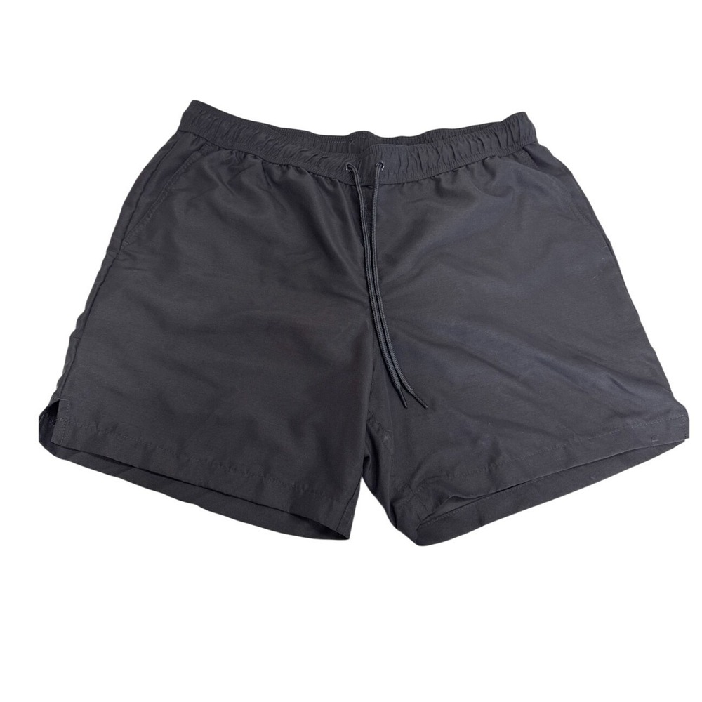 George Mens Black Swim Trunks Shorts Large Elastic Waist Mesh Lined Beach Summer